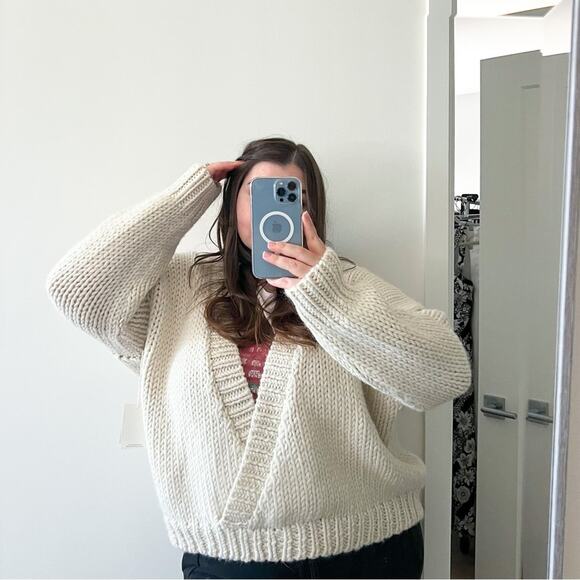 Mother Soul Serenade Criss Cross Chunky Knit Pullover Jumper Sweater Size Medium - Picture 2 of 12